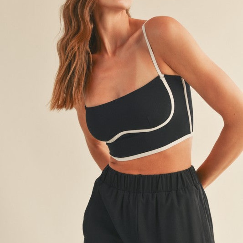 Black and White Women's Crop Top/ Sports Bra